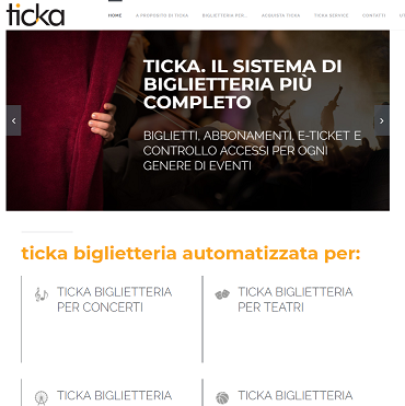 schermata nuovo sito ticka sistema di biglietteria